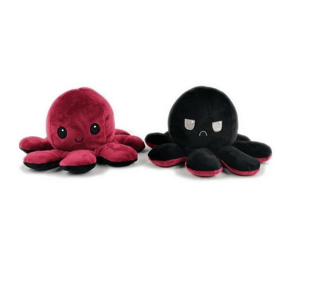Octopus double-sided mascot 30 cm - wine colored & black