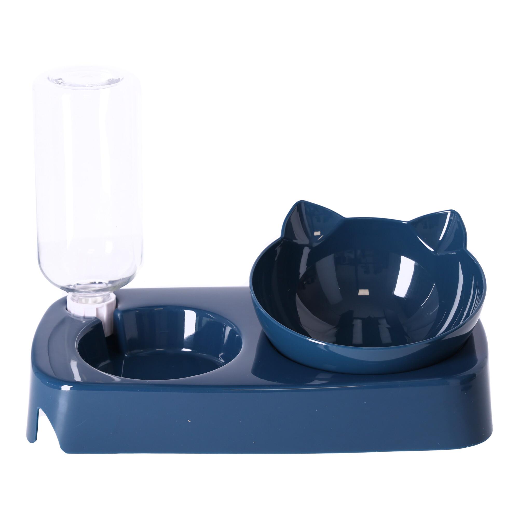 Miska z automatycznym dozownikiem wody dla psa i kota 2w1 - niebieska