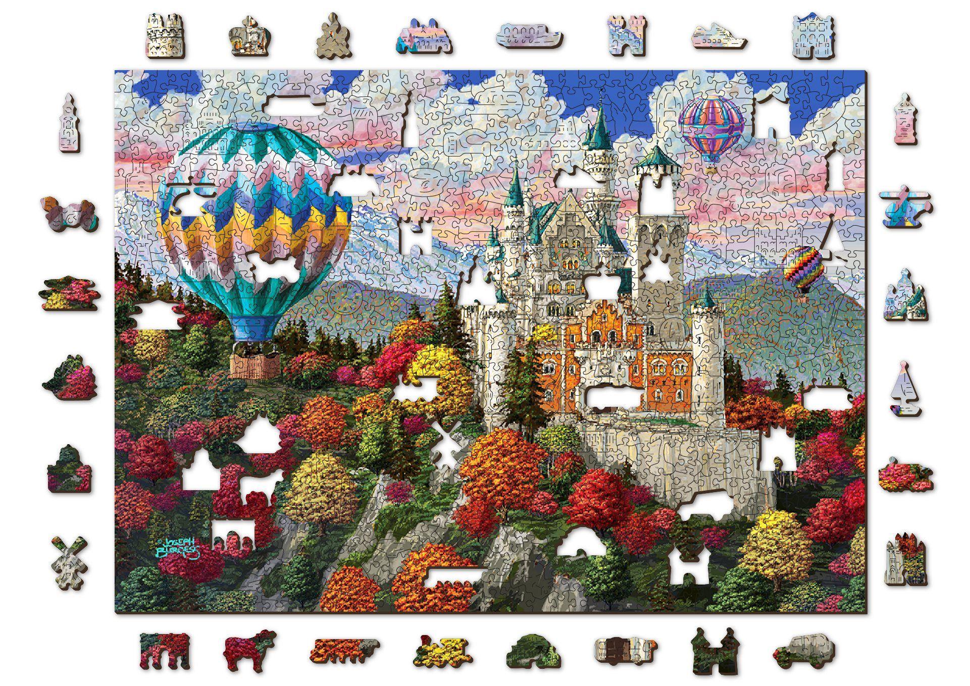 Drewniane Puzzle z figurkami - Zamek Neuschwanstein, 1010 elementów