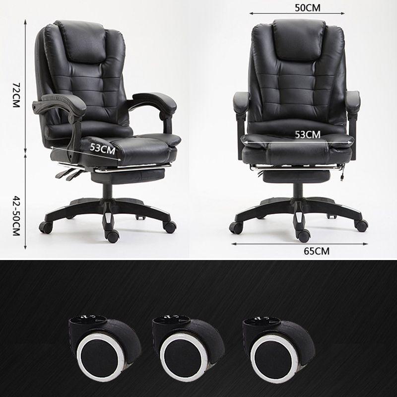 Obrotowy fotel biurowy BIZNES z masażerem i podnóżkiem, skóra - czarny