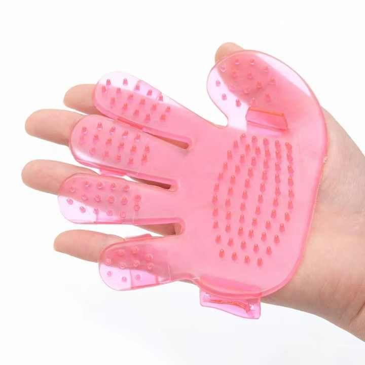 Dog massage and bathing glove - pink