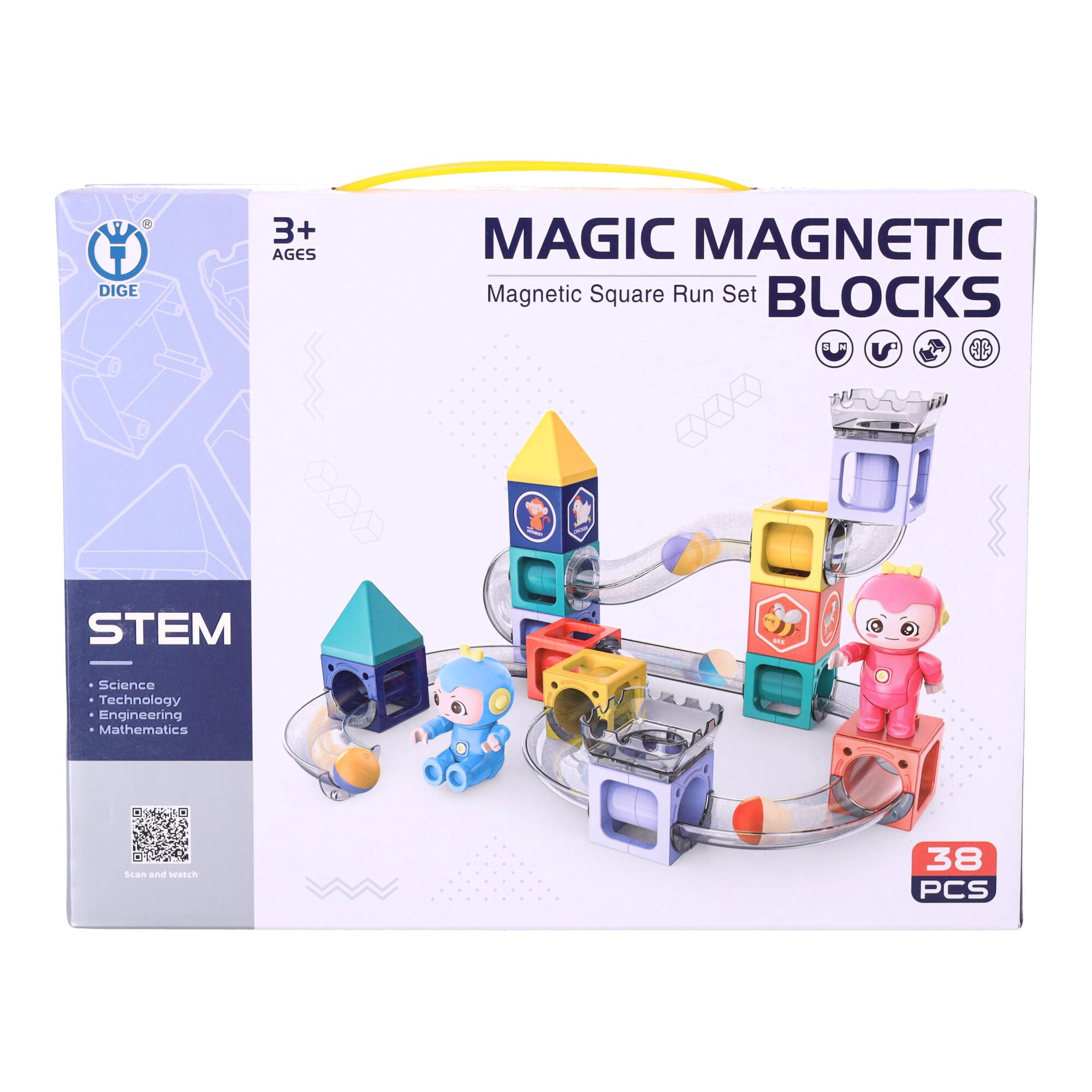 Magnetic building blocks - Tracks - Set of 38 pieces