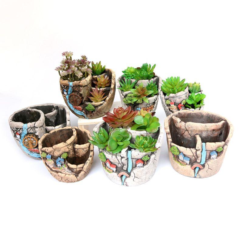Decorative landscape flower pot - water wheel