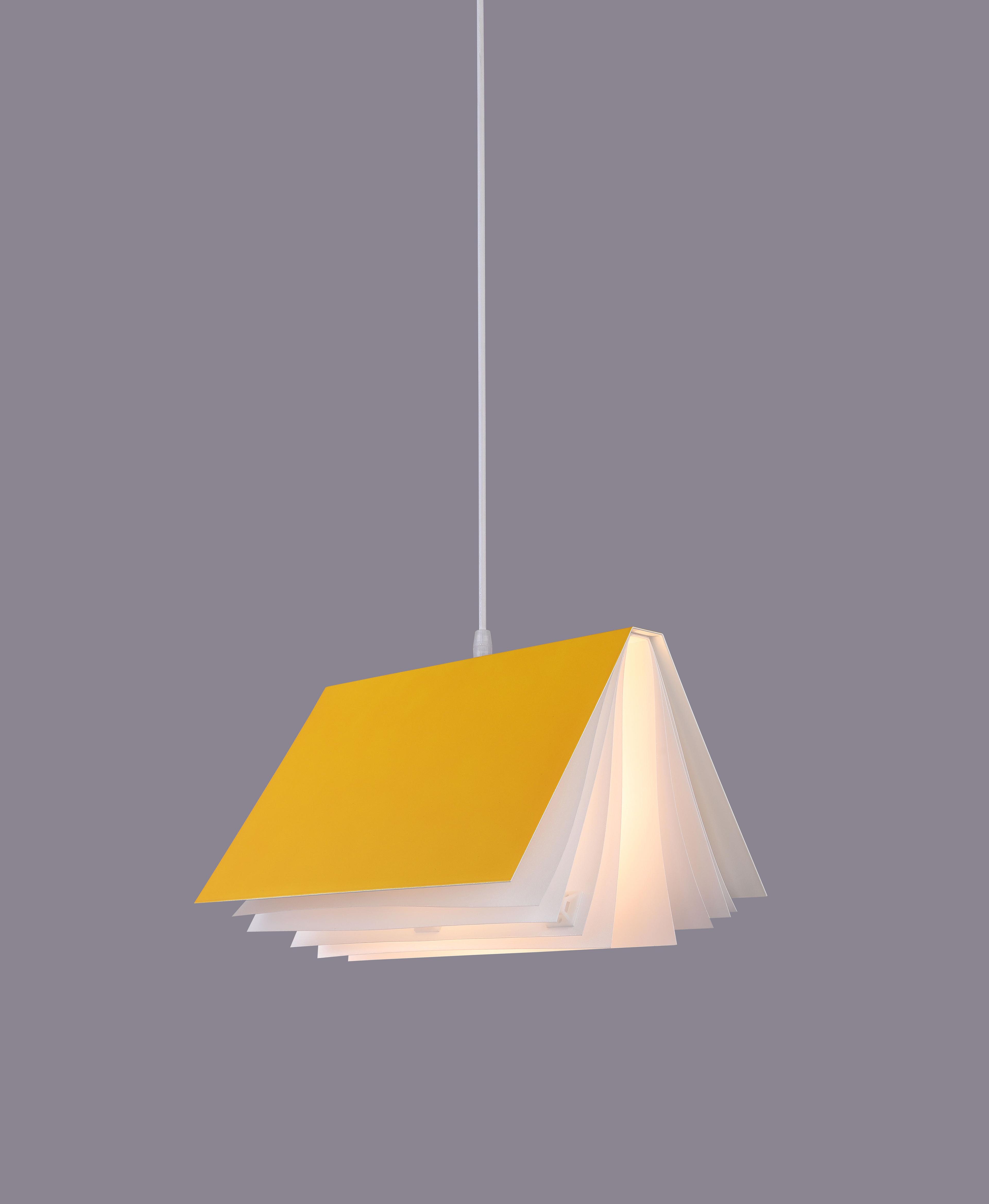 Stylish hanging lamp - book - yellow