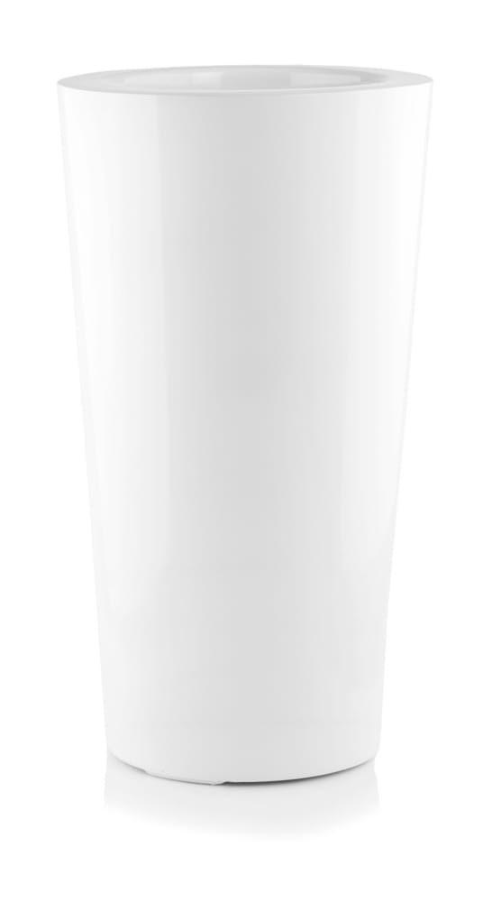 High fiberglass pot with a cone shape 33 cm - white