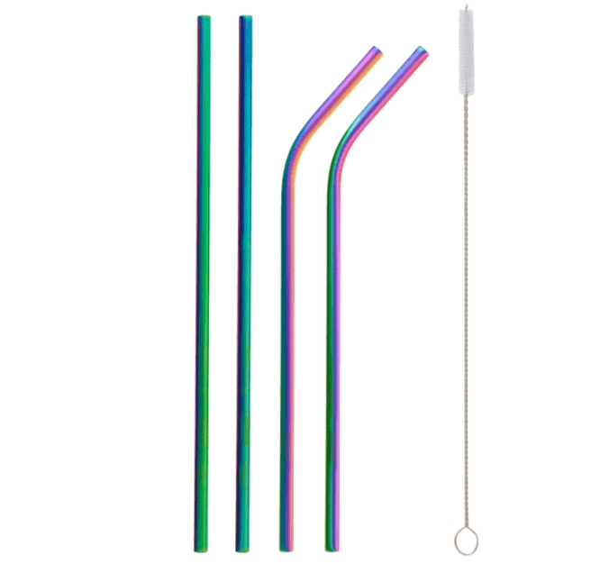 Straws Reusable metal eco pipes 4pcs - violet green