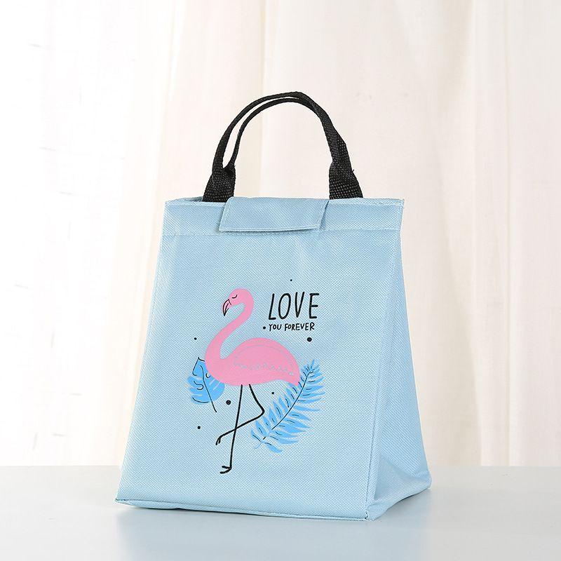 Lunch Box thermal bag - flamingo, sky blue color