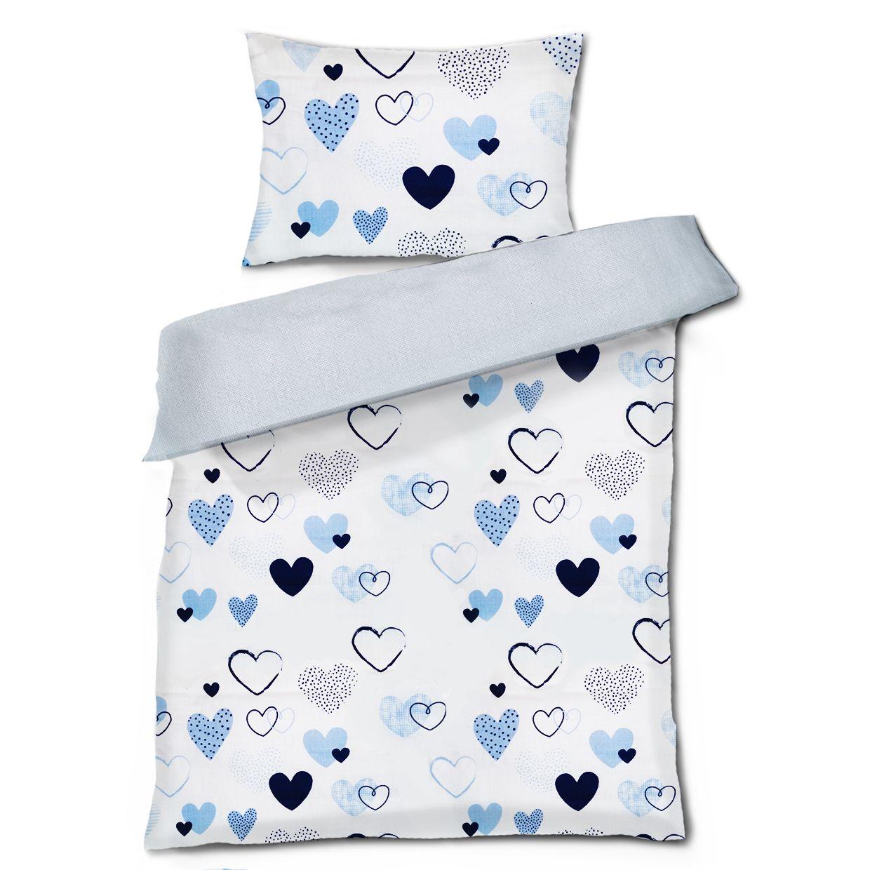 Stroller set 3in1 - blue hearts, POLISH PRODUCT 100% COTTON