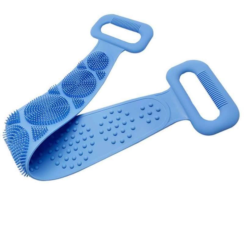 Silicone massager for washing the back, legs, feet - blue
