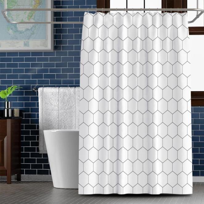 Shower curtain (width 180 cm x height 200 cm) — geometric pattern