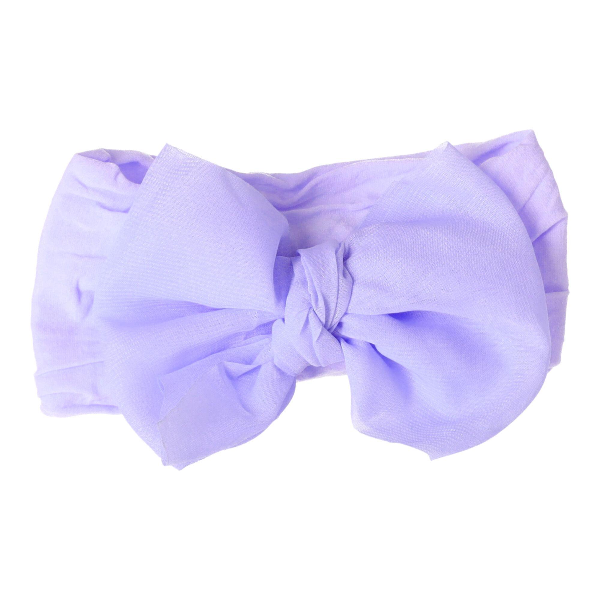 Baby headband with a bow - purple, wide
