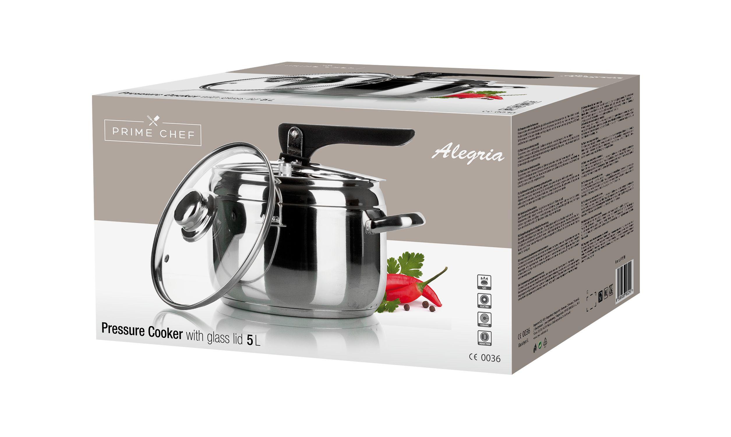 Pressure cooker ALEGRIA 5L, additionally a glass lid
