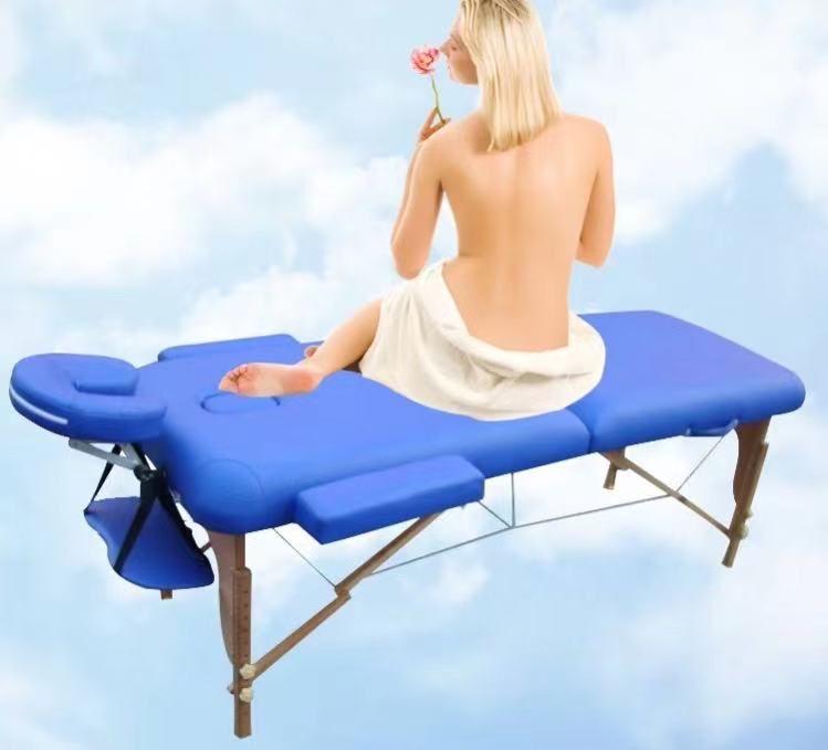 Składane łóżko do masażu - niebieskie