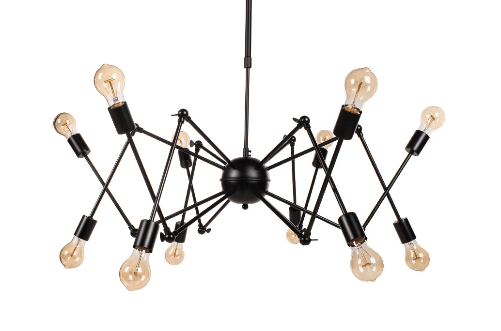 Modern ceiling lamp / Reto spider chandelier - black, 12-armed