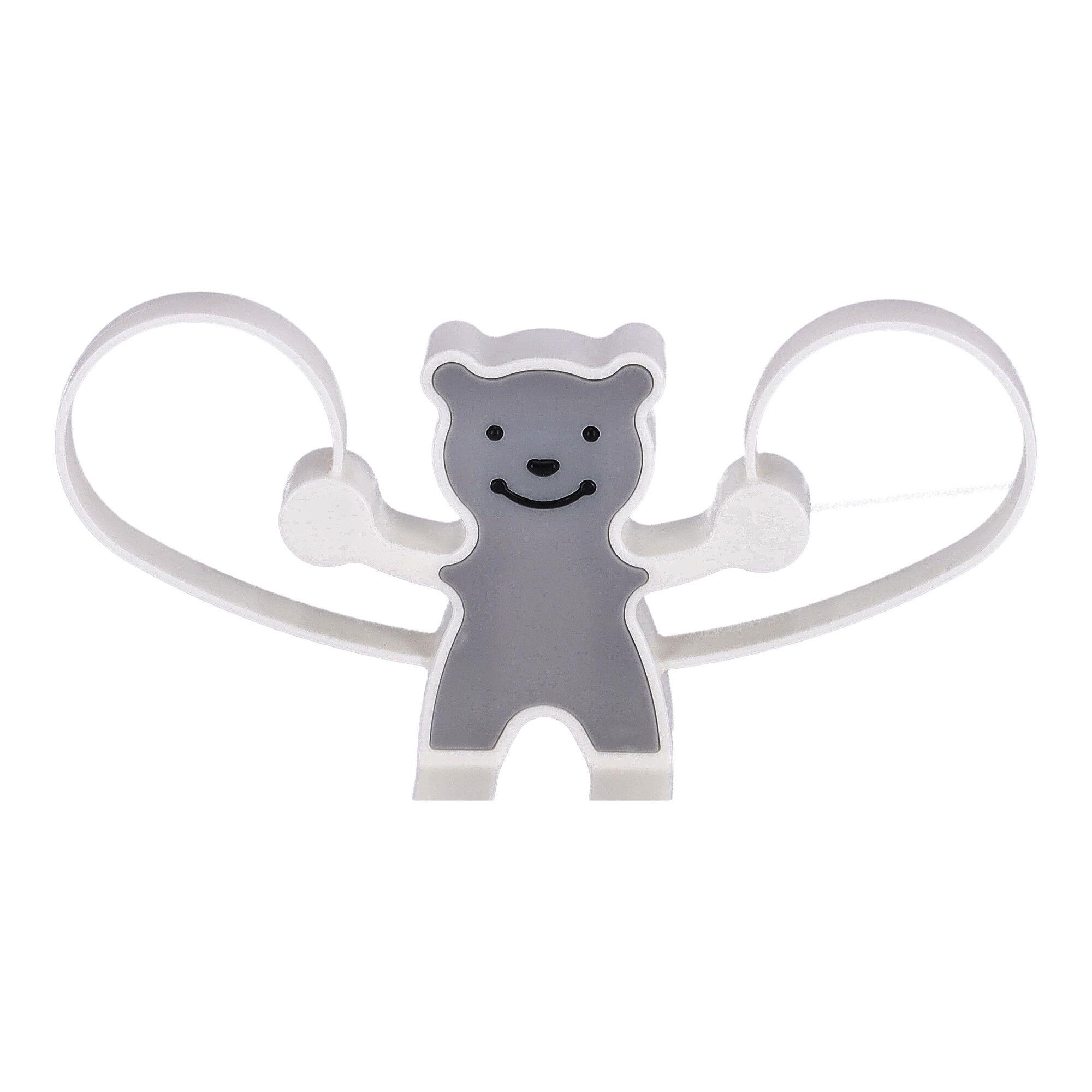 Multifunctional hanger with teddy bear - gray.