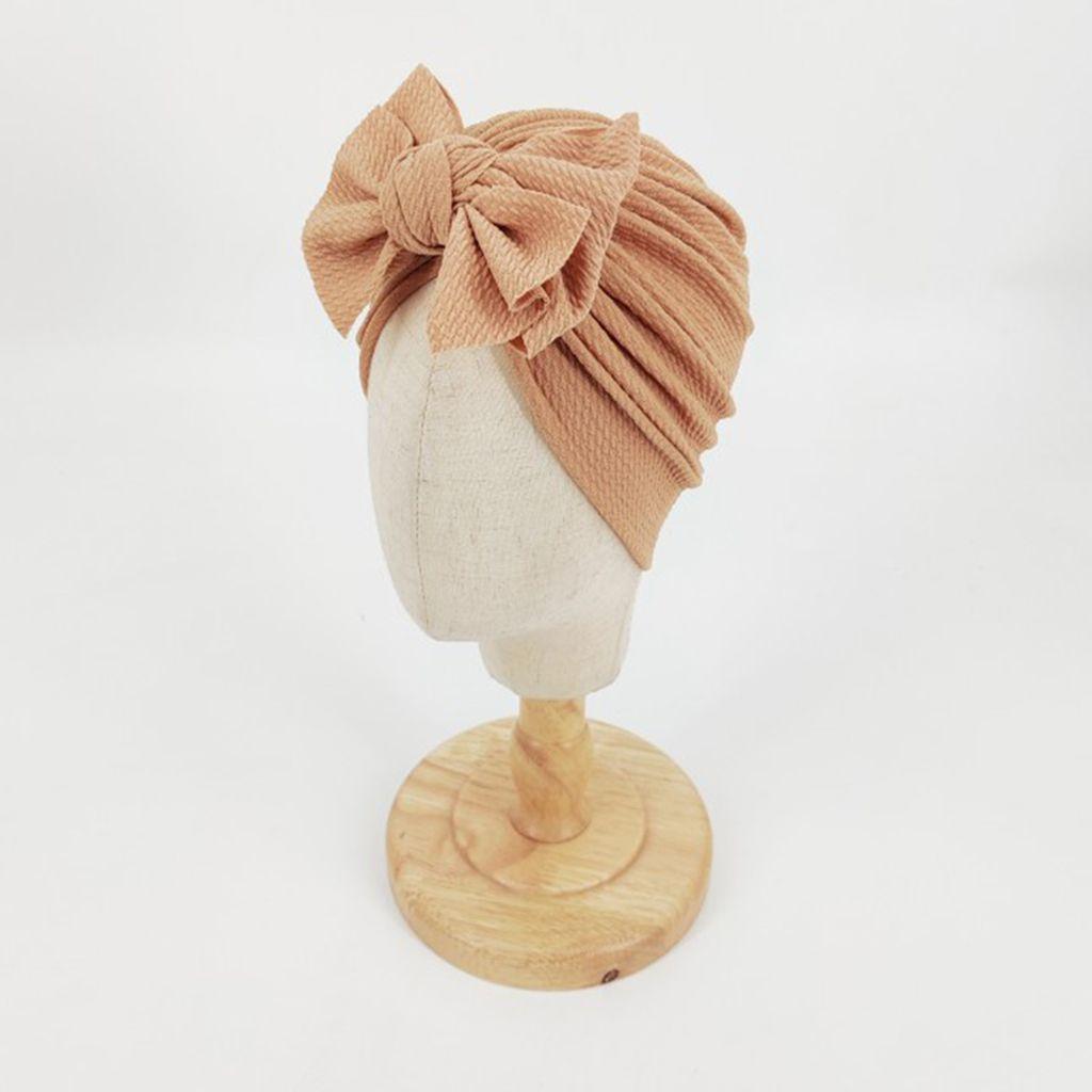 Baby turban with a bow, girl's hat - brown