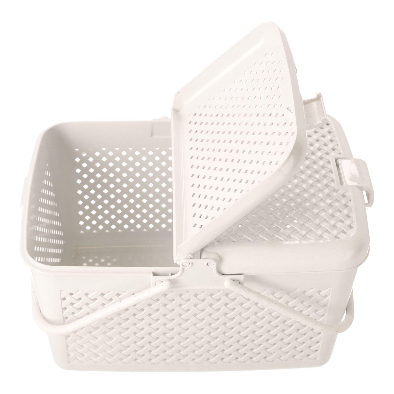 Rectangular picnic basket lockable white, POLISH PRODUCT