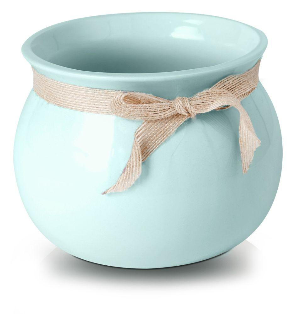 Ceramic pot with a ribbon - mint - LISBON collection