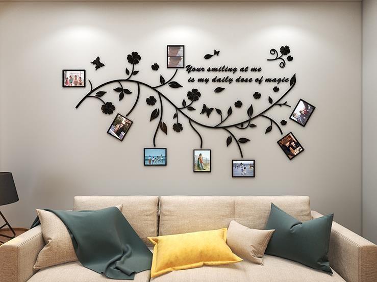 Self-adhesive wall sticker 3D with photo slots - branch to the right side (height 120 cm x width 220 cm)