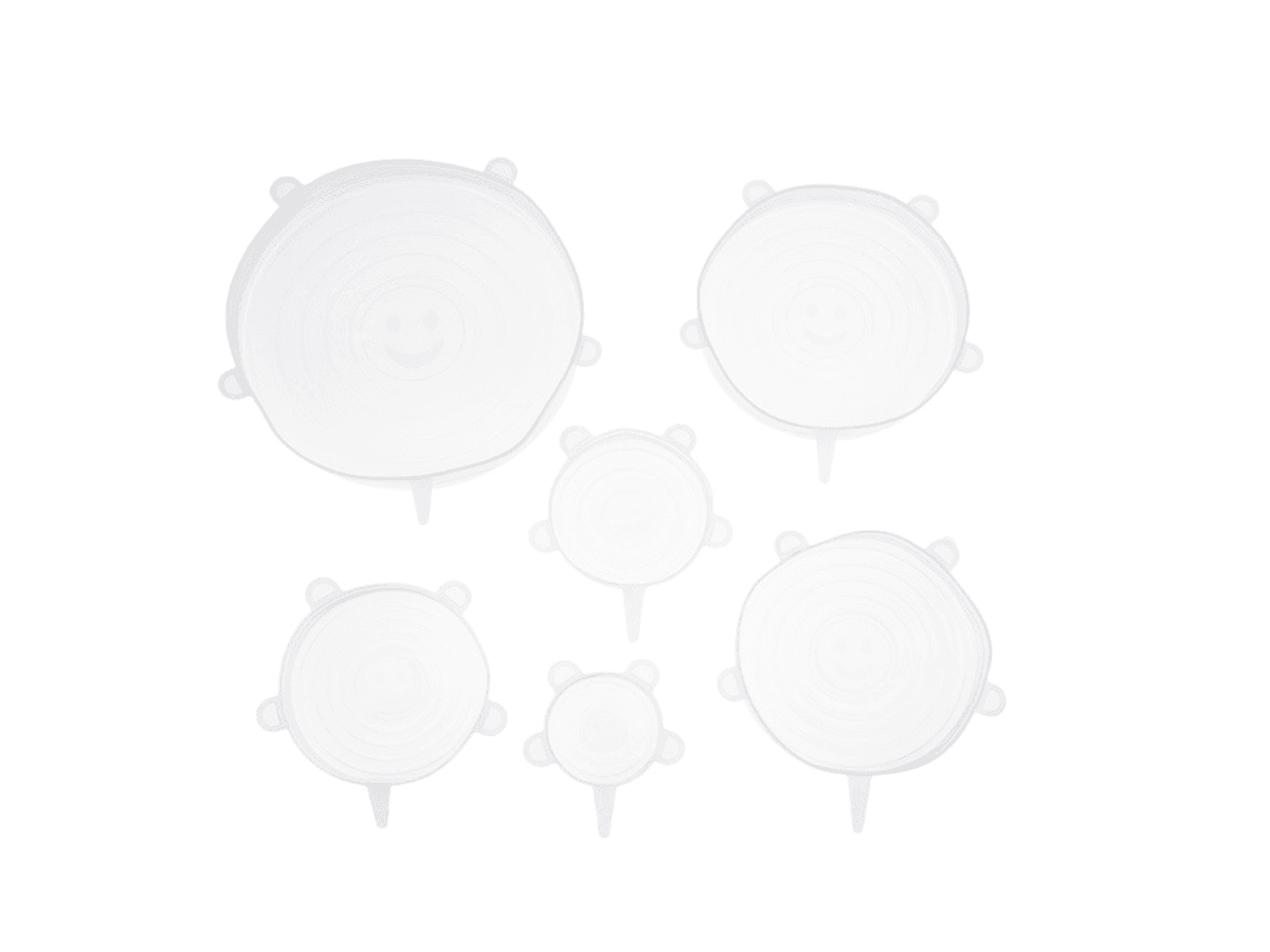Pokrywki silikonowe do żywności (uniwersalne) 6szt - białe