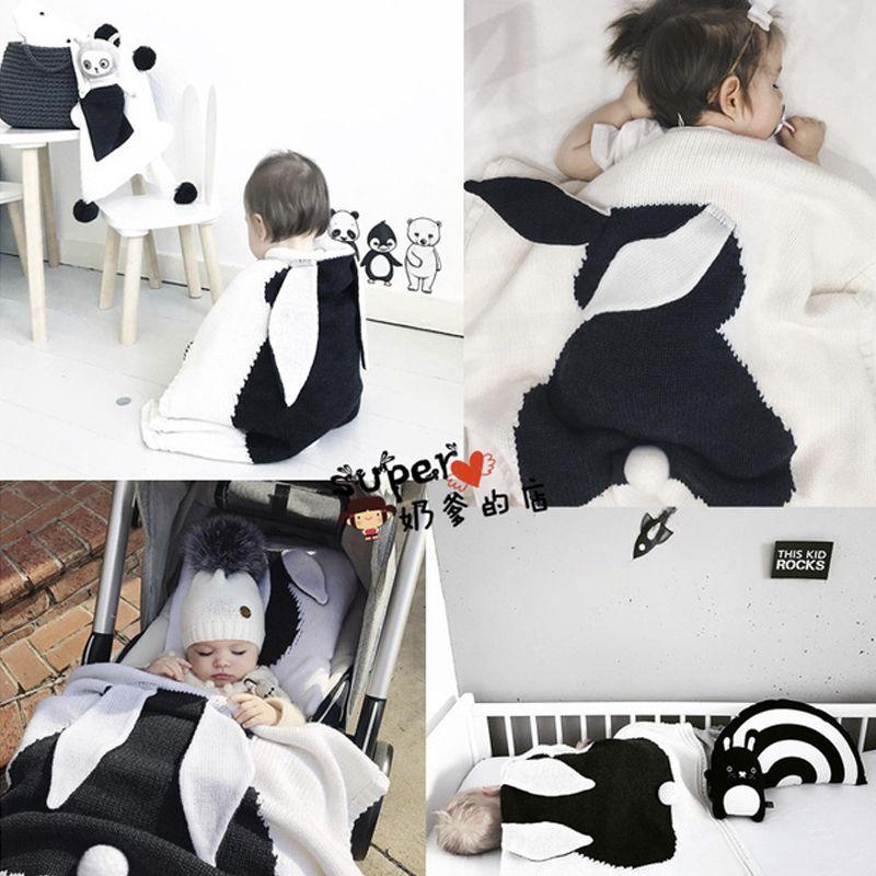 Baby blanket - rabbit, black and white