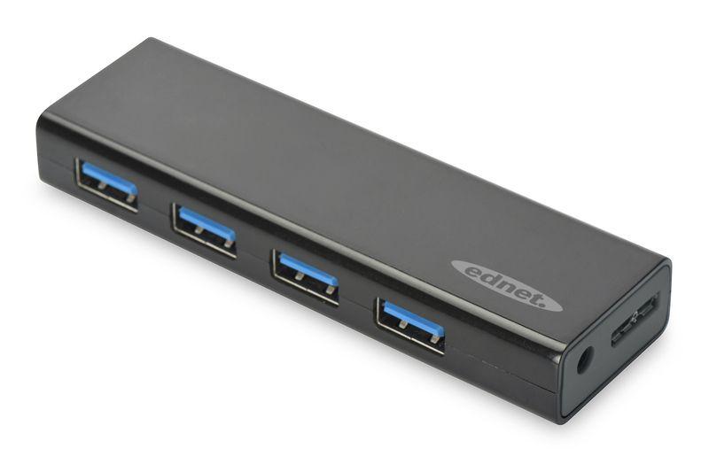 Ednet 85155 interface hub USB 3.0 (3.1 Gen 1) Micro-B 5000 Mbit/s Black