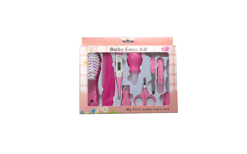 Baby and baby care set 10 elements - pink