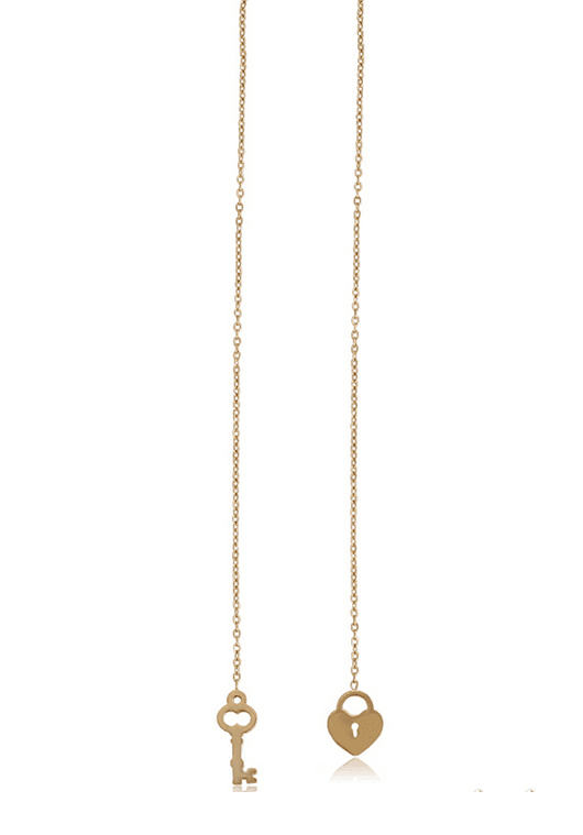 Hanging earrings padlock with key Xuping - gold