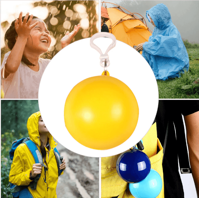 Cloak, rain cape in a ball with carabiner - yellow
