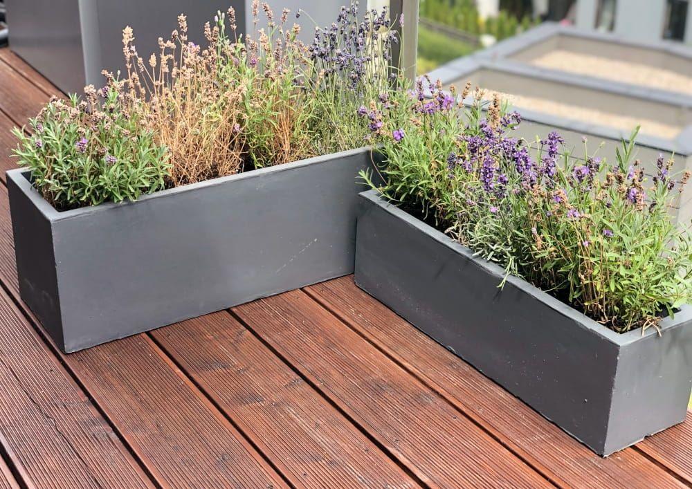 A large gutter pot, made of decorative concrete 70x23 cm, from the Sand Ecolite collection