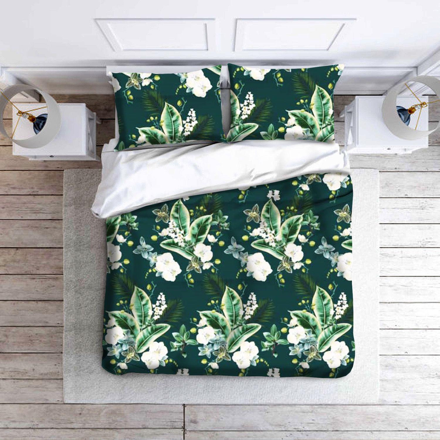 Cotton bed linen set 160x200 cm - bottle green