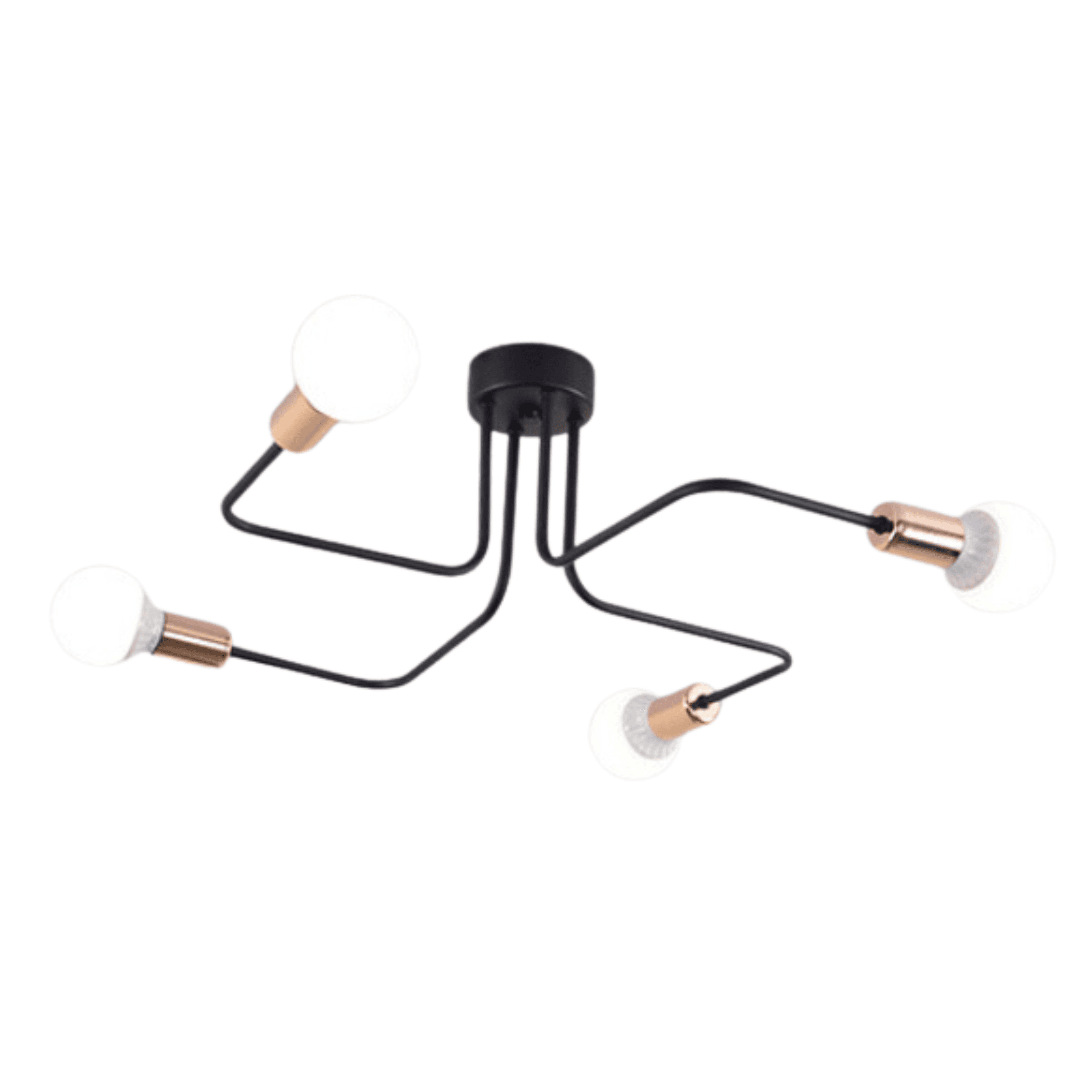 Modern ceiling lamp / Industrial Chandelier - black and gold, 4-armed