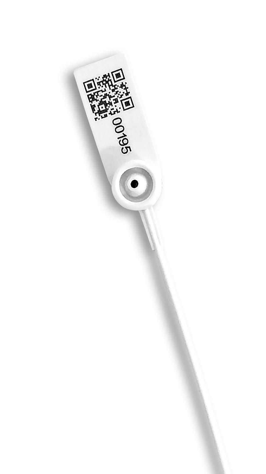 Plastic clamp seal with a unique code - white