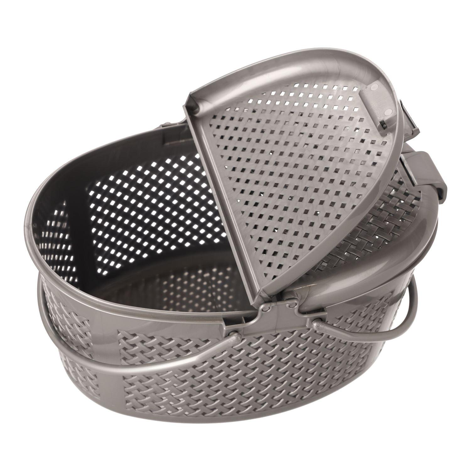 Closable oval picnic basket grey, POLISH PRODUCT