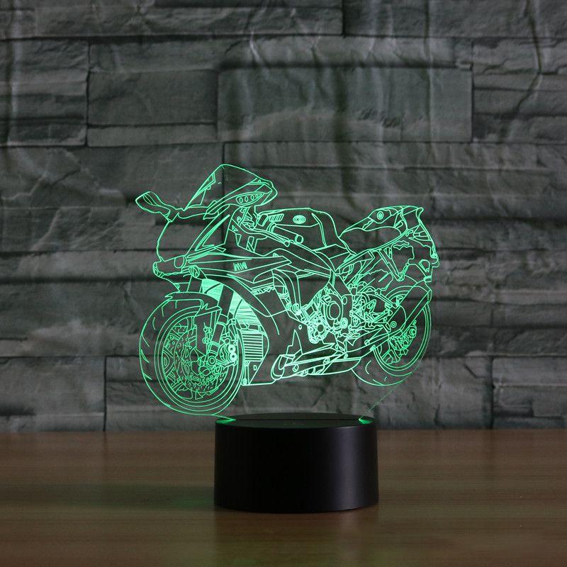 Lampka nocna 3D LED "Motocykl - Ścigacz" Hologram + pilot