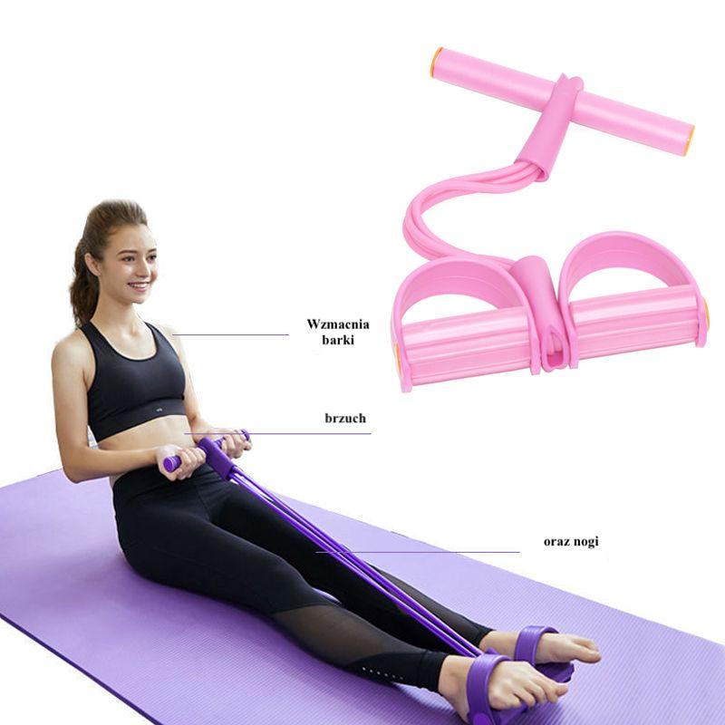 Expander device for exercising the muscles of the legs, abdomen, thighs - pink