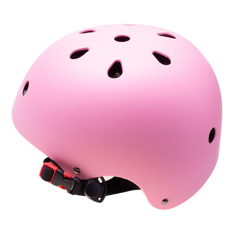 Helmet + protectors for roller / skateboard / bike - pink and black, size S