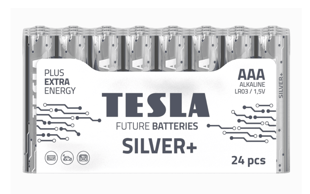 Alkaline battery TESLA SILVER+ LR03 F24 1.5V 24 PCS