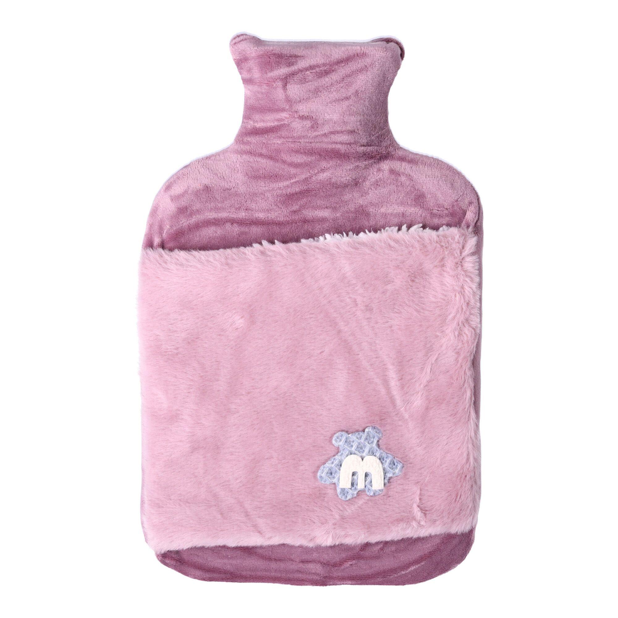 Plush hot water bottle, hot water bottle in a sweater 2L - pink, with a teddy bear