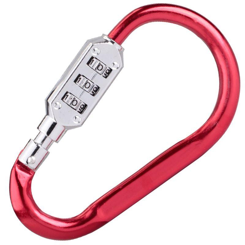 Padlock / carabiner with combination - red