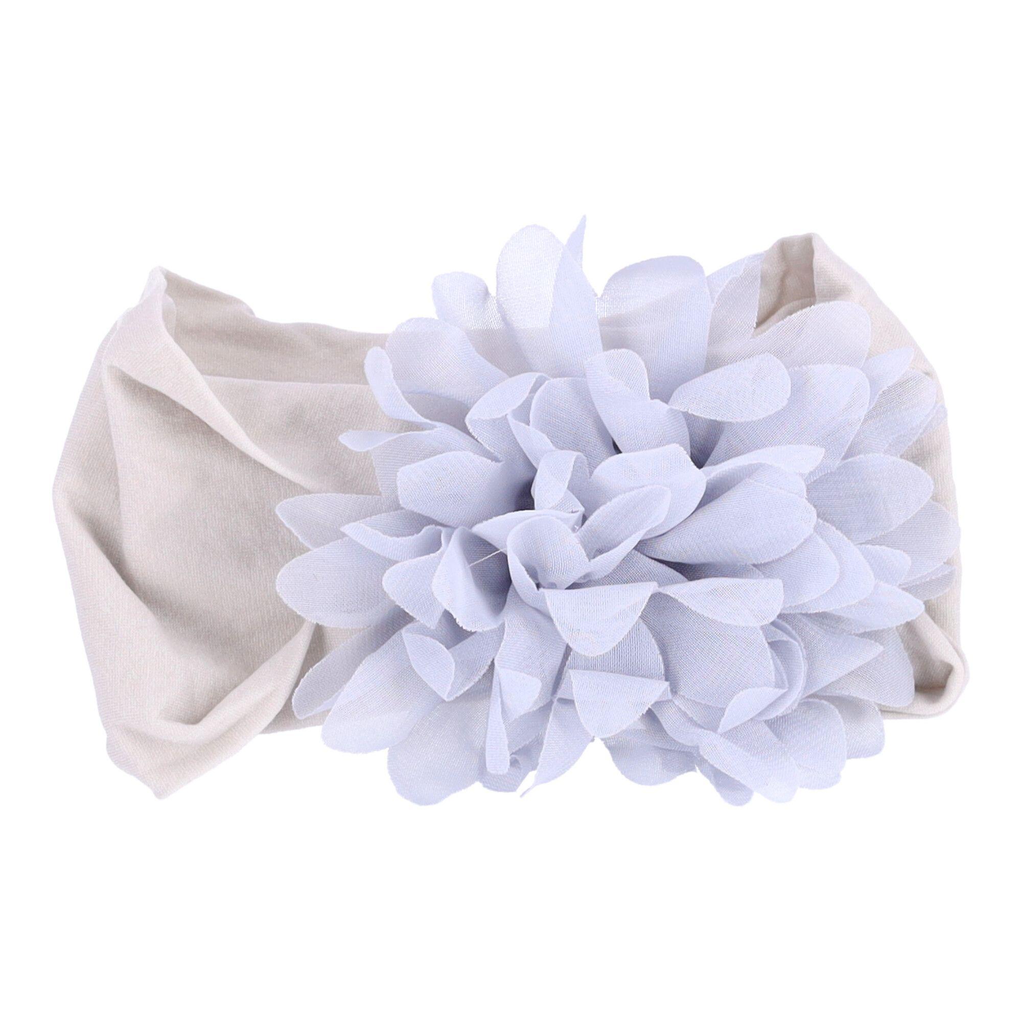 Baby headband with a flower - grey, wide