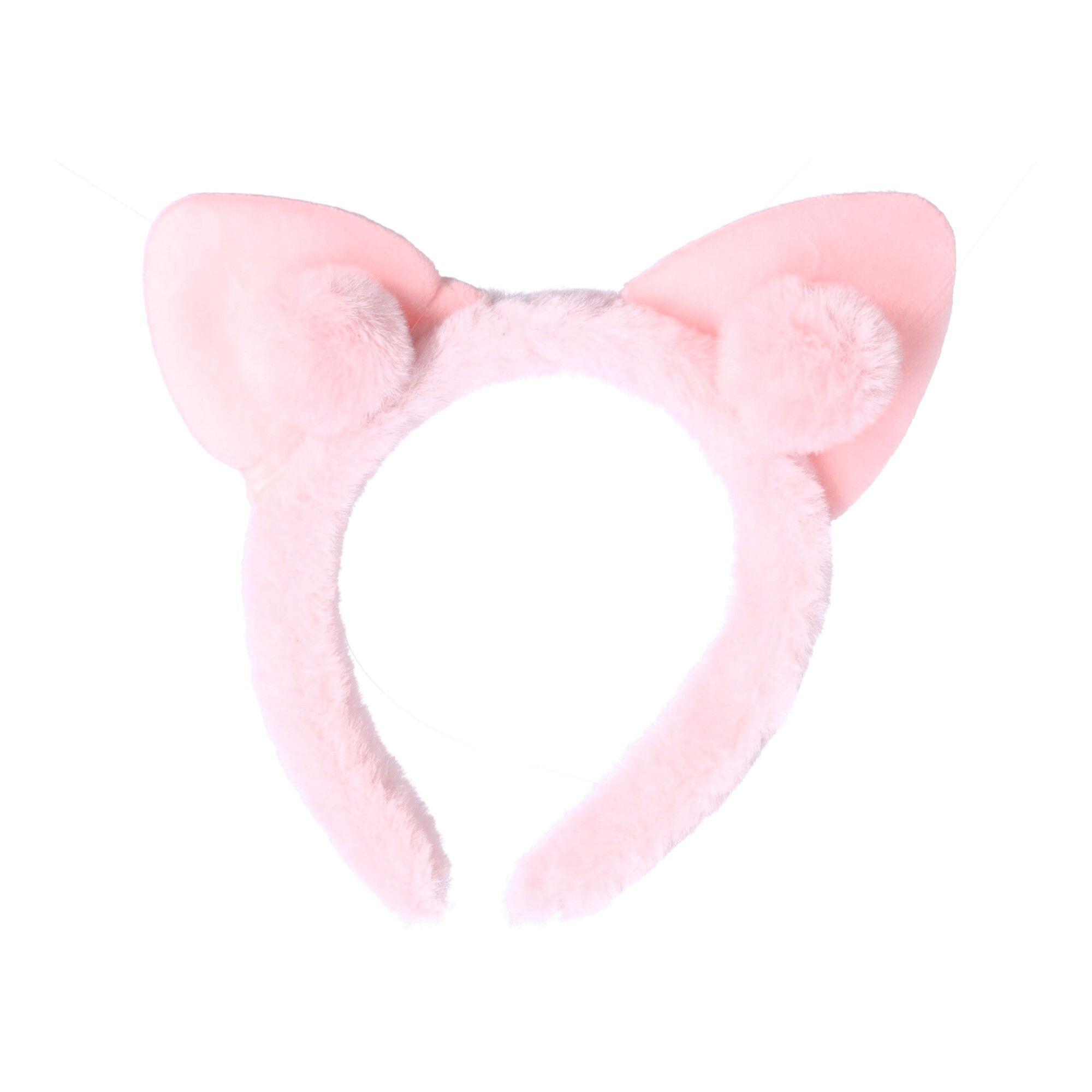 Plush headband with cat ears - pink
