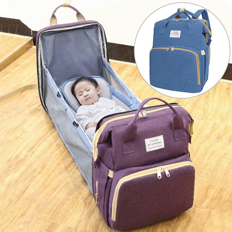 Multifunctional backpack / bag for mum with a sleeping function - blue