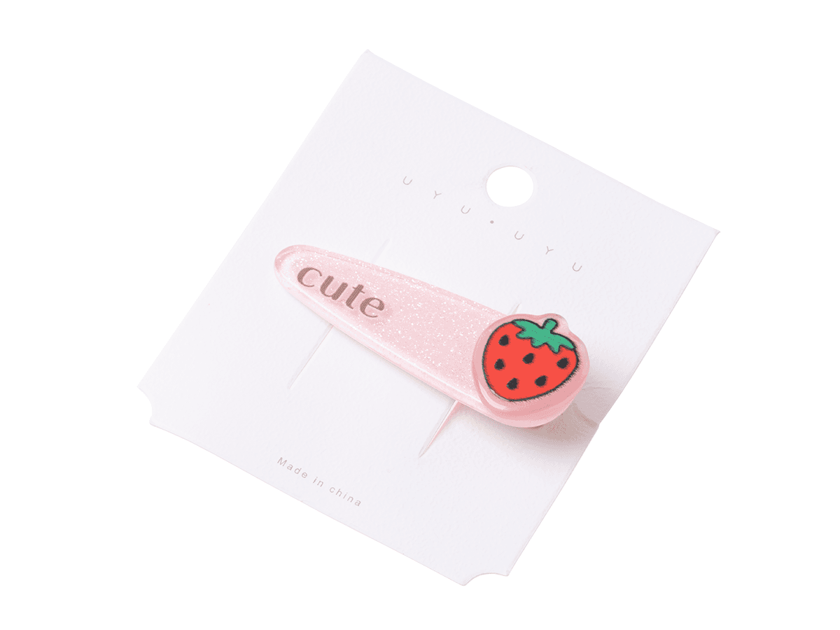 Hair clip for children strawberry - pink