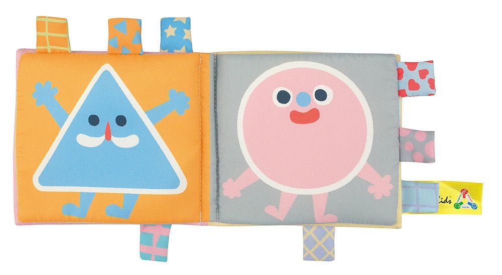 A soft, double-sided book to hang on a pram / car seat - Shapes