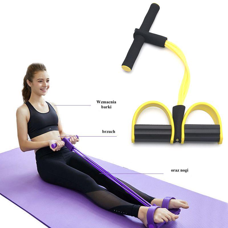 Ekspander fitness na nogi do ćwiczeń mięśni nóg, brzucha, ud – żółty
