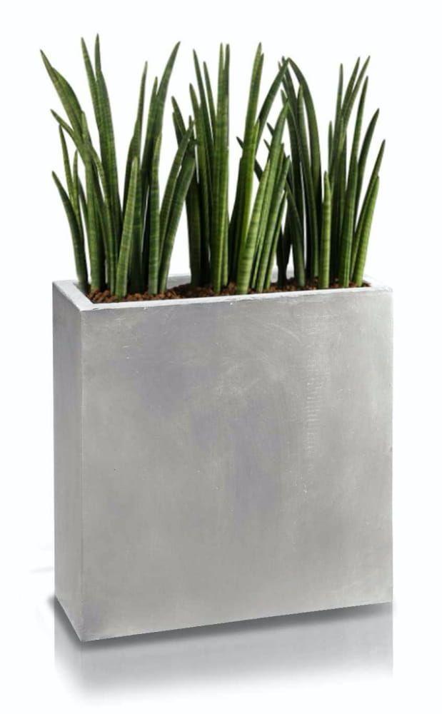 High geometric flower pot from the Ecolite collection, sand, 60 x 23 cm