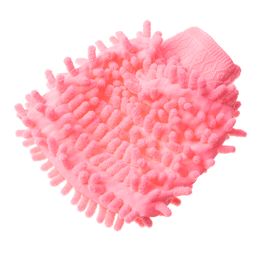 A microfiber glove for washing a car - light pink