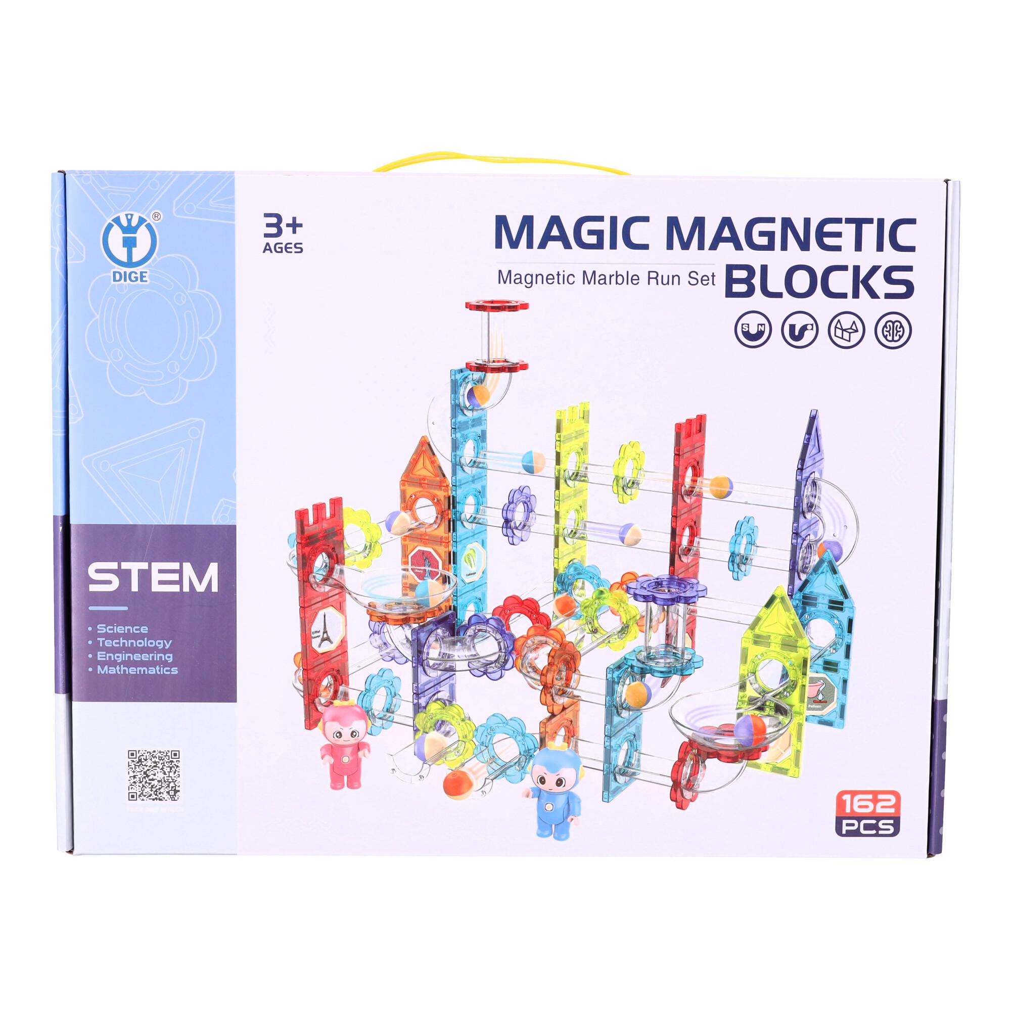 Magnetic building blocks - Tracks - Set of 162 pieces