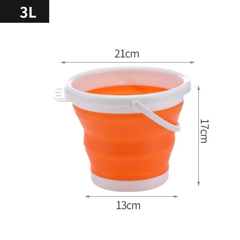 Silicone bucket 3L foldable - orange and white